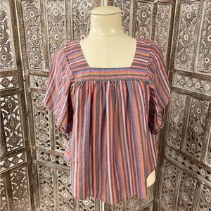Madewell Butterfly Top in Rainbow Stripe